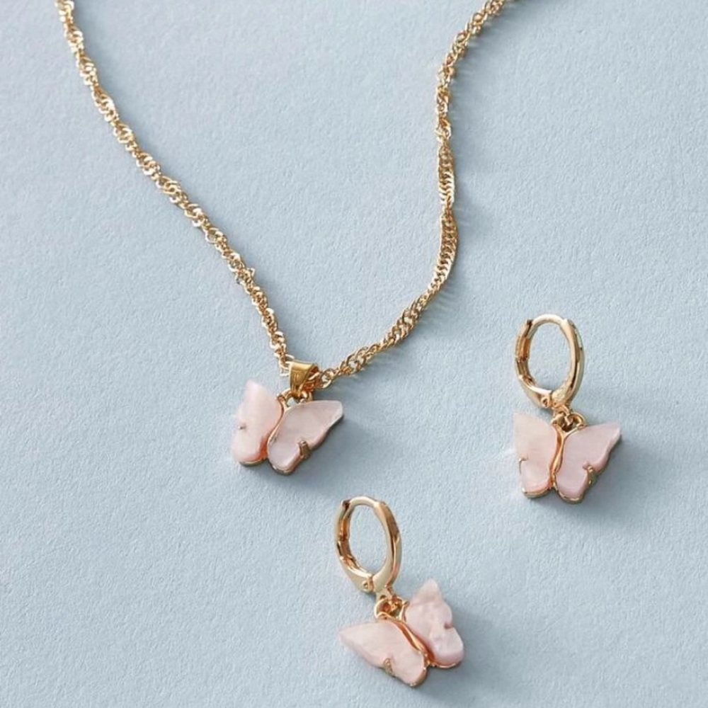 BOGO Butterfly Earring Necklace Set Bundle Jewelry